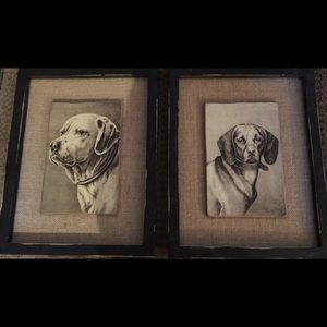 Framed Dog Sketches. Black antiqued Frames